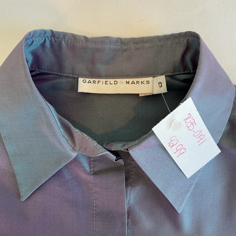 Vintage Iridescent Classic Silk Button Front Blouse Top Garfield & Marks - Picture 6 of 8